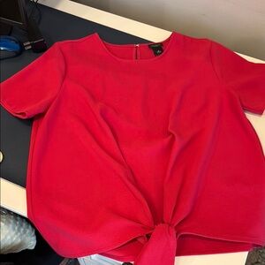 A New Day Red Short Sleeve Tie Front Blouse